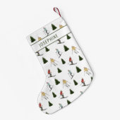 ウォーターカラーのウィンター柄に名前を入れられます スモールクリスマスストッキング (裏面 (吊り時))