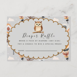 ウォーターカラーのウッドランドフクロウ ブラウン シェブロン エンクロージャーカード