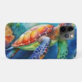 ウォーターカラーのウミガメ Case-Mate iPhoneケース (裏面(横))