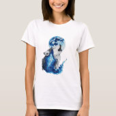 ウォーターカラーのオオカミと月 Tシャツ (正面)