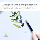 ウォーターカラーのオリーブの枝のサンキューカード サンキューカード