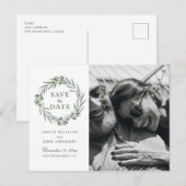 ウォーターカラーのオリーブ。エレガントなイタリア風の結婚式のSave the Date ポストカード (正面/裏面)
