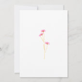ウォーターカラーのオレンジとピンクの花と赤ちゃん 招待状 (裏面)