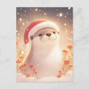 ウォーターカラーのカッコウアザラシ クリスマス ポストカード
