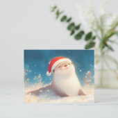 ウォーターカラーのカッコウアザラシ メリークリスマス ポストカード (スタンド正面)