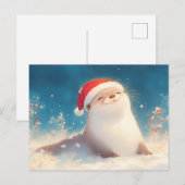 ウォーターカラーのカッコウアザラシ メリークリスマス ポストカード (正面/裏面)