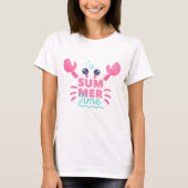 ウォーターカラーのカニと夏の楽しさ Tシャツ (正面)