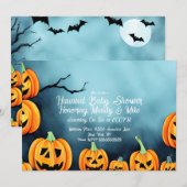 ウォーターカラーのカボチャのハロウィンベビーシャワー 招待状 (正面/裏面)