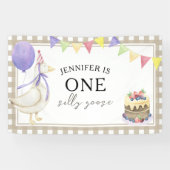ウォーターカラーのガチョウ 1歳の誕生日おめでとう 横断幕 (横)