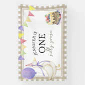 ウォーターカラーのガチョウ 1歳の誕生日おめでとう 横断幕 (縦)
