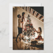 ウォーターカラーのキツネのクリスマスそり写真 シーズンカード (裏面)