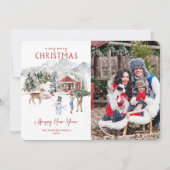 ウォーターカラーのキャビン | クリスマス ホリデー 写真入りグリーティングカード 招待状 (正面)