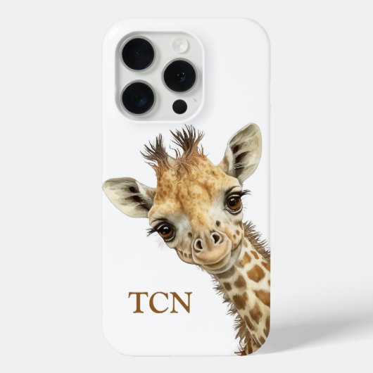 ウォーターカラーのキリンのモノグラムイニシャル かわいい おしゃれ Case-Mate iPhoneケース (裏面)