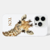 ウォーターカラーのキリンのモノグラムイニシャル かわいい おしゃれ Case-Mate iPhoneケース (裏面 (横))