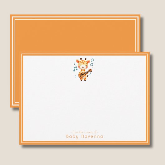 ウォーターカラーのキリンの赤ちゃんシャワーノートカード ノートカード