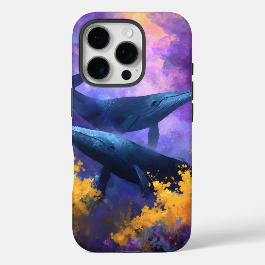 ウォーターカラーのクジラの抽象的な海洋庭園 Case-Mate iPhoneケース (裏面)