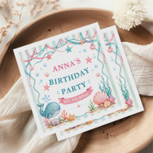 ウォーターカラーのクジラの誕生日パーティー