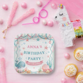 ウォーターカラーのクジラの誕生日パーティー ペーパープレート (パーティー)