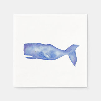 ウォーターカラーのクジラカクテル+ナプキン スタンダードカクテルナプキン