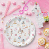 ウォーターカラーのクリスマスおもちゃとお菓子 ペーパープレート (パーティー)
