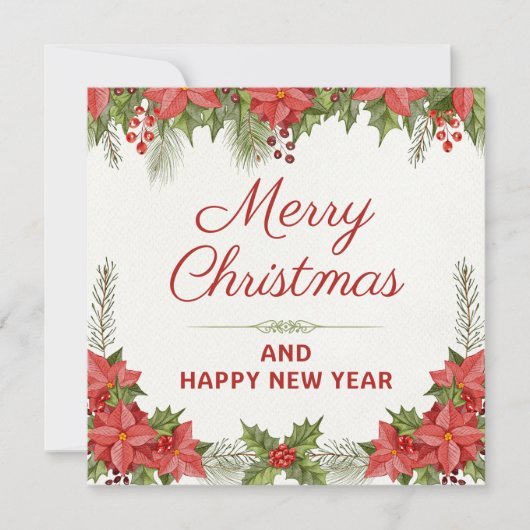 ウォーターカラーのクリスマスと新年のご挨拶 シーズンカード (正面)