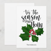 ウォーターカラーのクリスマスカード Holly Jolly シーズンカード (正面/裏面)