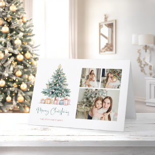 ウォーターカラーのクリスマスツリーのカリグラフィー3枚の写真 シーズンカード