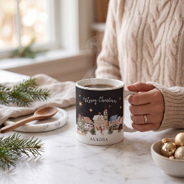 ウォーターカラーのクリスマスビレッジデザインマグ コーヒーマグカップ