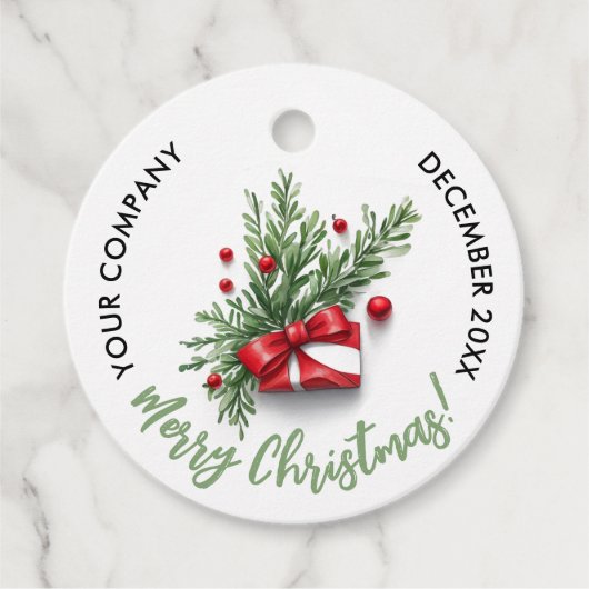ウォーターカラーのクリスマスリボンQRコード フェイバータグ (正面)