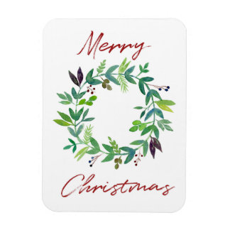 ウォーターカラーのクリスマスリース マグネット