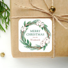 ウォーターカラーのクリスマスリース メリークリスマス