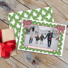 ウォーターカラーのクリスマス・プラッドボウ・ガーランド 写真 シーズンカード