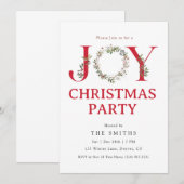 ウォーターカラーのグリーンがあふれるJOYクリスマスパーティー招待状 招待状 (正面/裏面)