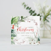 ウォーターカラーのグリーンが美しいクリスマスの飾り シーズンカード (スタンド正面)