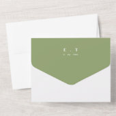 ウォーターカラーのグリーンと白いバラの結婚式RSVPカード オールインワン招待状 (裏面)