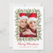 ウォーターカラーのグリーンを使ったクリスマスの写真 シーズンカード (正面)