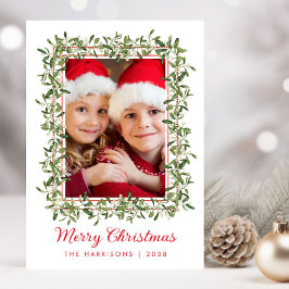 ウォーターカラーのグリーンを使ったクリスマスの写真 シーズンカード