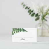 ウォーターカラーのグリーンシダ。モダンな森の結婚式。植物学 プレイスカード (スタンド正面)