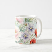 ウォーターカラーのコテージガーデン+野の花ブーケ コーヒーマグカップ (正面右)
