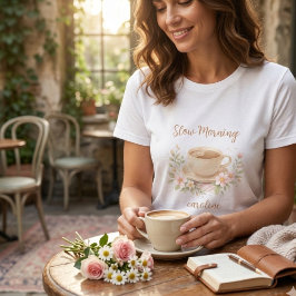 ウォーターカラーのコーヒーとフラワーのイラストが優しい雰囲気 トライブレンドTシャツ