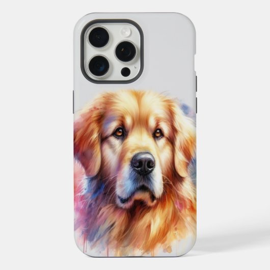 ウォーターカラーのゴールデンレトリバー iPhoneケース (裏面)
