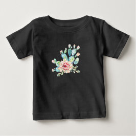 ウォーターカラーのサボテンの花 ベビーTシャツ