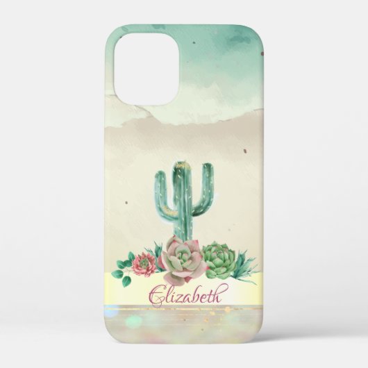 ウォーターカラーのサボテン、多肉植物のペイントスプラッシュ Case-Mate iPhoneケース (裏面)