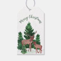 ウォーターカラーのシカのクリスマス