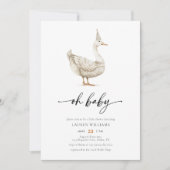 ウォーターカラーのジェンダーニュートラルなガチョウのベビーシャワー 招待状 (正面)