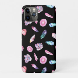 ウォーターカラーのジオードとクリスタル柄 iPhone 11 PROケース