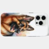 ウォーターカラーのジャーマンシェパード Case-Mate iPhoneケース (裏面 (横))