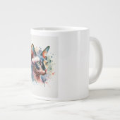 ウォーターカラーのスフィンクス猫の芸術的な肖像画 ジャンボコーヒーマグカップ (正面右)