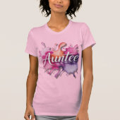 ウォーターカラーのスプラッシュとAunteeのタイポグラフィ Tシャツ (正面)
