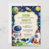 ウォーターカラーのスペーステーマの誕生日パーティー招待状 招待状 (正面)